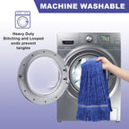 3 Pack Heavy Mop Replacement Head,Commercial Industrial Grade Blue Cotton Ring Heads,Cotton Looped End String Cleaning Mop Refills, Applied to Mop of Clamping Side-Loading Handles