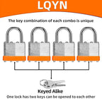 Padlocks with Same Key, LQYN 2 Pcs Laminated Keyed Padlock (1-9/16", 40mm),Keyed Alike Locks,Normal Shackle,for Storage Locker,Hasp Latch,Toolbox,Sheds