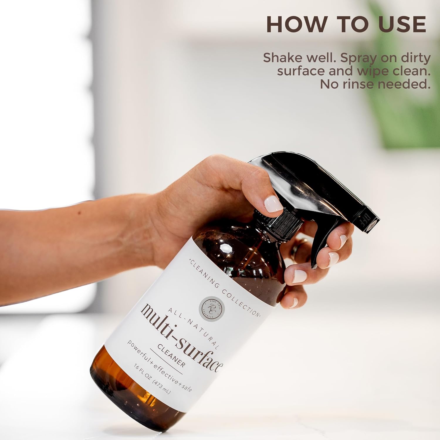 Rowe Casa Organics Multi-Purpose Cleaner Spray – Powerful, Effective, & Safe All Purpose Cleaner with Therapeutic Grade Essential Oils – 16 Fl. Oz. Cleaning Spray Bottle