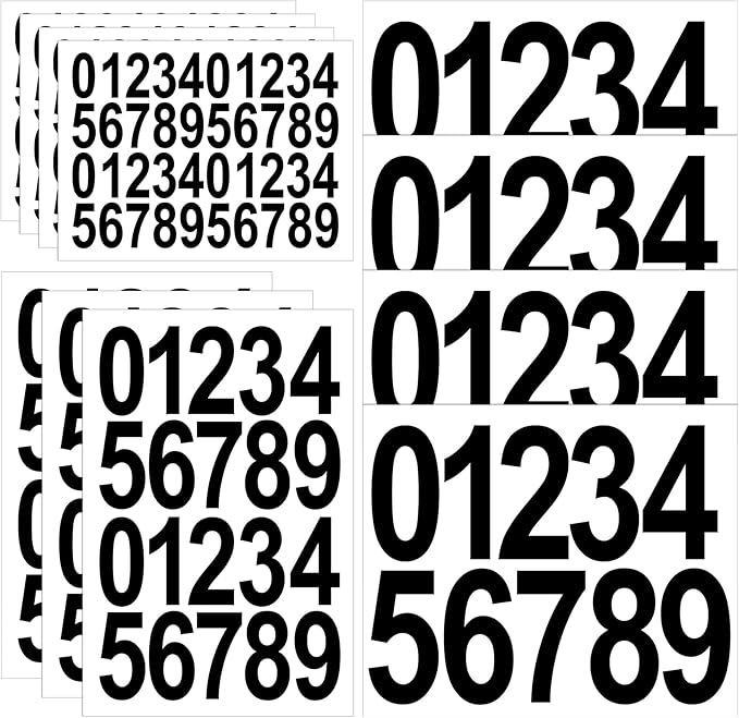 Leinuosen 260 Pcs Back to School Gifts Mailbox Numbers Stickers Adhesive Numbers for Outside Reflective Vinyl Waterproof Address Sticker for Mailbox Signs, Classroom, 1&2&3 Inch(Black Word)