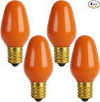 OHLECTRIC Halloween Light Bulbs (4 Pack – Orange), 7 Watt Mini Bulbs – E12 Candelabra Base, Non-Dimmable, 120 Volts – C7 Night Light Lamp Replacement Bulb for Salt Lamps, Window Candles, Holiday Decor