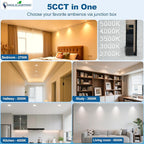 DLLT LED Recessed Lighting 4 Inch: 6 Pack Slim LED Recessed Ceiling Light for Kitchen - 5CCT Dimmable Canless Wafer Downlight for Living Room - 900LM Brightness 9W Can Lights for Bedroom ETL FCC