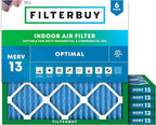 Filterbuy 30x30x1 Air Filter MERV 13 (MPR 1900) Health Defense Replacement (6-Pack), Electrostatic Pleated HVAC AC Furnace Filters, Made in USA (Actual Size: 29.50 x 29.50 x 0.75)