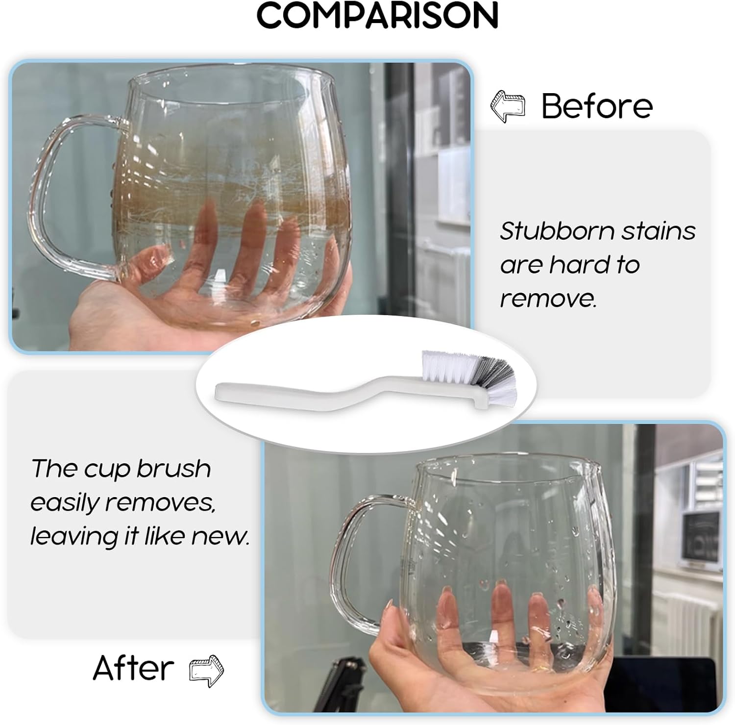 9 Pack Crevice Cleaning Brush Set, Hard Bristle Detail Brush Set for Deep Cleaning Kitchen, Bathroom, Grout, Sink, Bottle, Blender, Corners, Tight Spaces