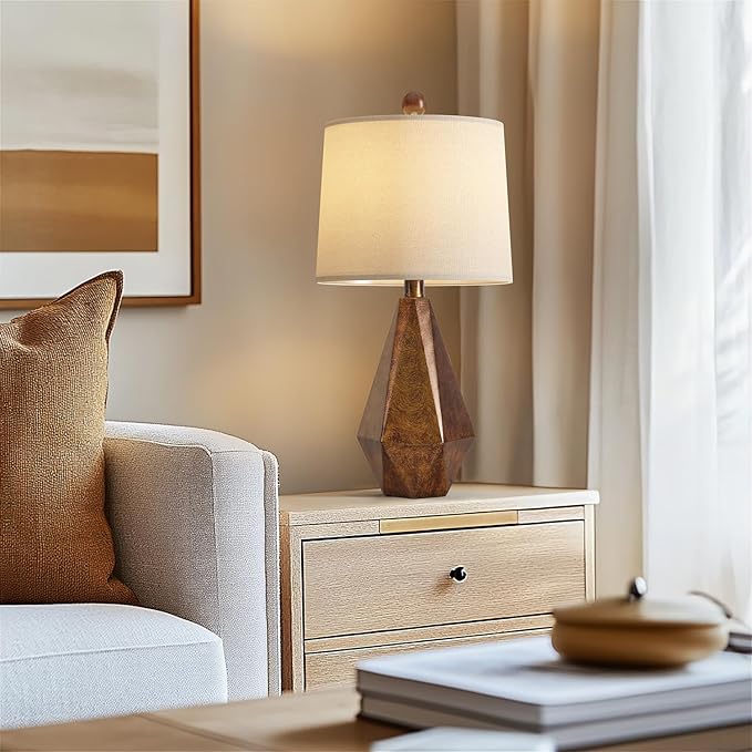 PoKat 20.25" Farmhouse Table Lamps Set of 2 for Night Stands, Vintage Bedroom Lamps for Bedroom Living Room, Retro Bedside Lamps for End Table, Suitable for Small Place, Retro Sweep Gold