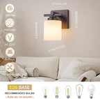 1 Light Modern Bathroom Light Fixtures Over Mirror, Bronze Finish Vanity Lights for Bathroom Wall Sconces with Milky White Glass Shades, E26 Socket (Bulbs Not Included)