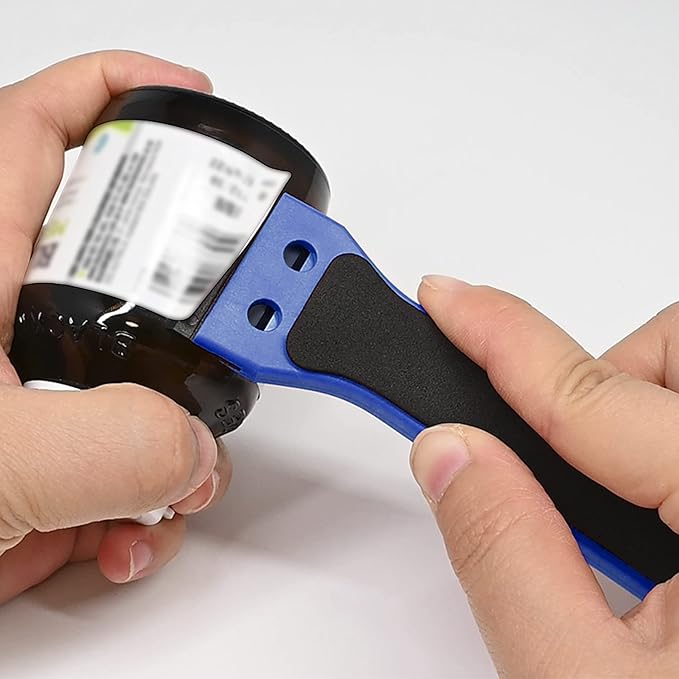 EHDIS 2pcs Plastic Razor Scraper 6-inch Long Handle Adhesive Remover Tool with 100 Double-Edge Blades for Window Tint Vinyl Scraper Decal Sticker Glue Remover (blue)