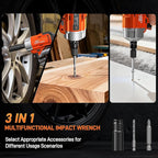 21V Cordless Impact Wrench, 1/2" Brushless Impact Driver Kit 516Ft-lbs (700N.m) with 2*4.0Ah Batteries,4 Sockets,10 Drill Bits,High Torque Electric Impact Gun for Car Tire Truck RV Mower