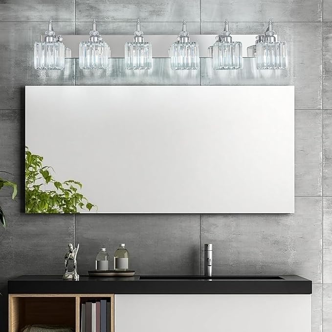 6 Light Bathroom Vanity Light Modern Chrome Vanity Light Fixtures Bathroom Light Fixtures Over Mirror Crystal Vanity Lighting Fixtures