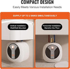 VEVOR Electric Mini-Tank Water Heater 2.5-Gallon Tank, 1440W Hot Water Boiler Storage, Safety Temperature Pressure Valve Easy Install, for Kichen Bathroom Restaurant, Shelf Wall Floor Mounted