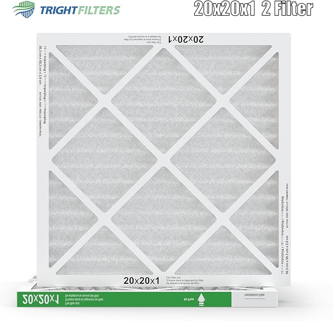 20x20x1 Air Filter 2 Pack, Durable MERV 8 Pleated Home HVAC AC Furnace Filters, Lightweight Compact Air Conditioner Filter Replacement