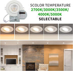 Spot Lights Indoor 4 Inch 12 Pack, Outdoor recessed Lighting with Junction Box,9W 750LM Dimmable ETL Listed, Airtight, 5CCT Selectable