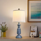 Terpsichore Lamps Set of 2 Modern Farmhouse Table Lamp Bedside Reading Lights Living Room End Lamps Bedroom Night Light,High 22.5 Inch,Navy Blue,with Fabric Lamp Shade,Bulb Not Included