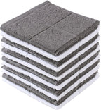 Glynniss Dishcloths Kitchen Highly Absorbent Dish Rags 100% Cotton Dish Cloths for Washing Dishes (Grey White)