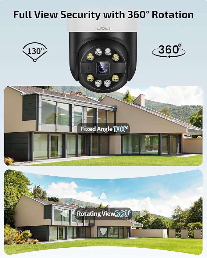 《2-Way Audio & Smart Auto Tracking》4K Outdoor Wired Security Camera System,360 Degrees Security PTZ IP Cameras,Surveillance Video Equipment, Surveillance DVR Kits