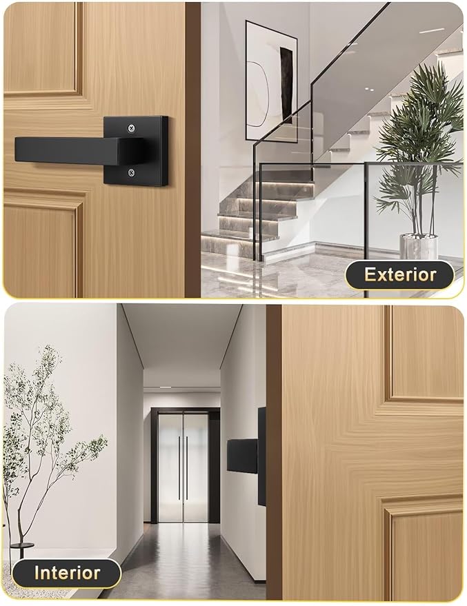 4 Pack Dummy Door Handles for Left Hand and Right Hand, Square Black Door Konbs for Closets, Non-Turning Single Side Pull