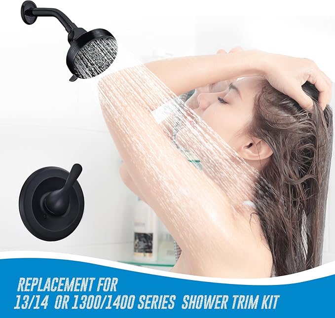 Replacement for Delta Classic 13 Series Single-Function Trim Kit, T13020-BL Matte Black Shower Handle, Fit Delta Shower Valve R10000 Series (2 Style of Cartridge Included)