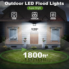 2 Pack 100W LED Flood Light Outdoor,10000LM Work Spotlight with US Plug,6000K Daylight White,IP66 Waterproof Exterior Security Floodlights for Yard,Garden,Backyard,Patio,Stadium,Parking Lot