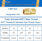 4PCS Hex Nipple 1"NPT x 1" NPT Male Solid Brass Pipe Fitting, 1 inch Brass nipple Male Threaded Pipe Adapter Fittings Equal Nipples Connectors Couplings