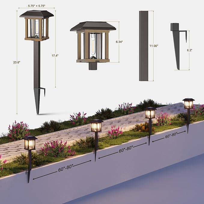 XMCOSY+ Solar Pathway Lights Outdoor Waterproof IP65 - Dual-Tone 25 LM LED Solar Garden Lights for Yard, Glass Outdoor Lighting for Garden Patio Yard Landscape Walkway Driveway Lawn Decor (Warm White)