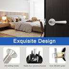 Orger 1 Pack Satin Nickel Privacy Door Lever Interior Door Handle with Lock, Keyless Bed Bath Door Handle Round Door Lever Reversible for Left & Right, Modern Privacy Door Lock Stainless Steel