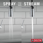 Delta Essa Pro Style Commercial Kitchen Faucet with Pull Down Sprayer, Chrome Single Hole Kitchen Sink Faucet, Single Handle, Chrome 9613-DST