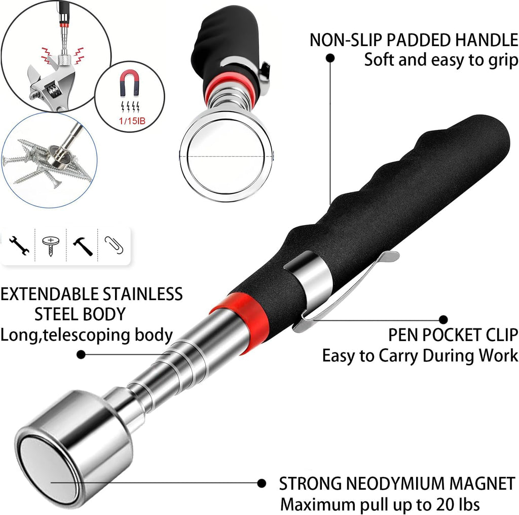 Magnetic Pickup Tool and Grabber Set, 35-inch Flexible Claw, 30-inch Telescoping Magnet with 20lb Pull Force