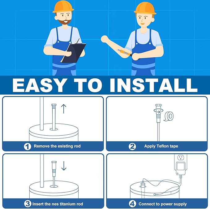 Powered Anode Rod for Water Heater(10-45 Gallon Tank) Electric Anode Rod Made of Titanium, Anti-rust, Anti-Corrosion, Reduce Scale,Water Heater Anode Rod Powered Anode Rod Titanium Anode Rod