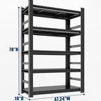 Garage Shelving, 2000LBS Garage Shelving Heavy Duty, Adjustable and Detachable Metal Storage Shelves with Fences, Easy Assembly, Shelves for Warehouse,Basement (47.24" W*18" D*78" H)