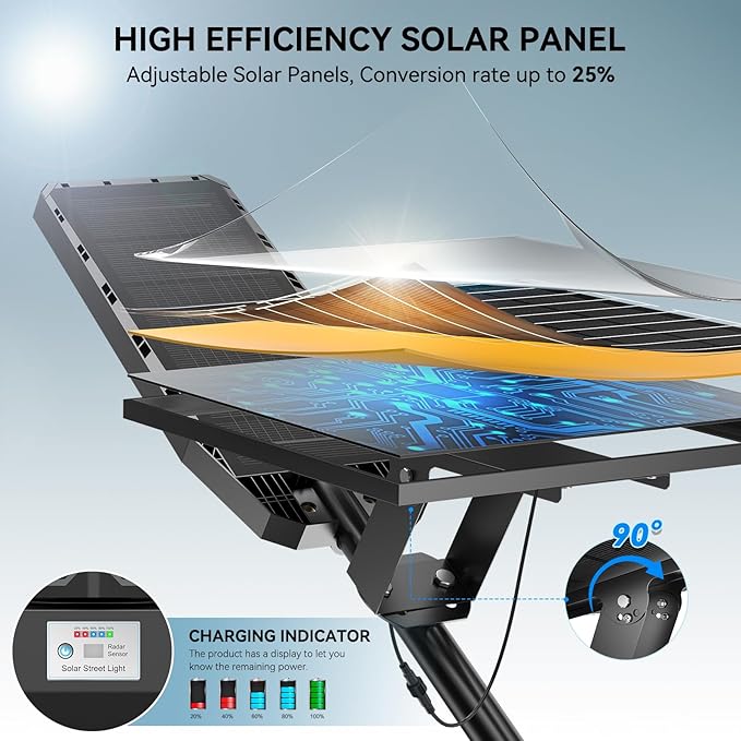 Solar Lights Outdoor Waterproof, 7000K Dusk to Dawn Solar Street Lights Outdoor Motion Sensor with Remote, LED Security Flood Light for Outside, Parking Lot, Yard, Garden, Garage, 2 Pack