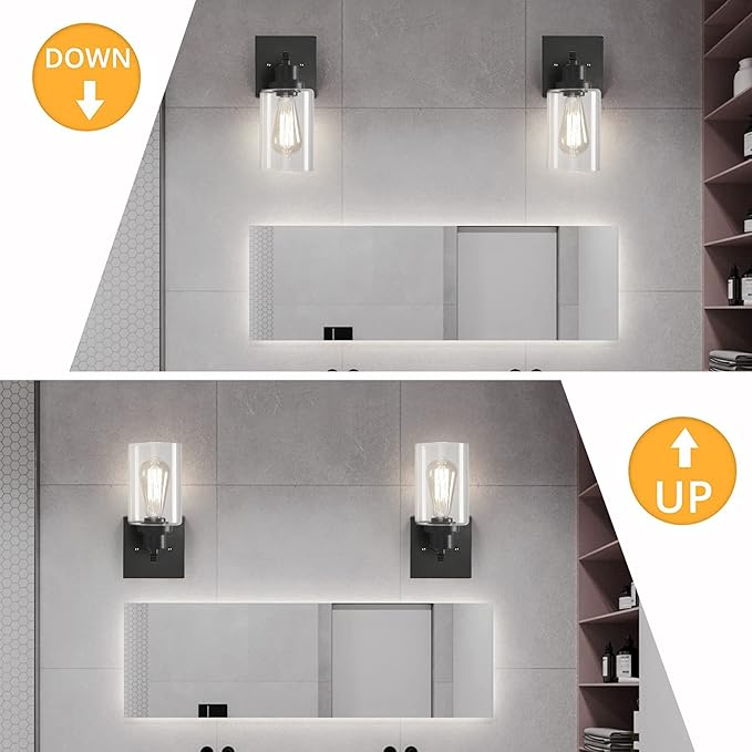 Plug in Wall Sconces, 2 Pack Wall Lamp, Rustic Plug in Wall Light Sconces, Sconces Wall Lighting, E26 Modern Wall Light Fixtures