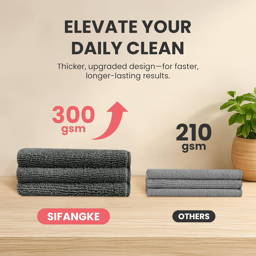 Microfiber Cleaning Cloth, 12 Pack Grey Cleaning Rags for Housekeeping, Reusable Microfiber Towels for Car, Kitchen, Bathroom and Household Cleaning Supplies, 11.8"X11.8"