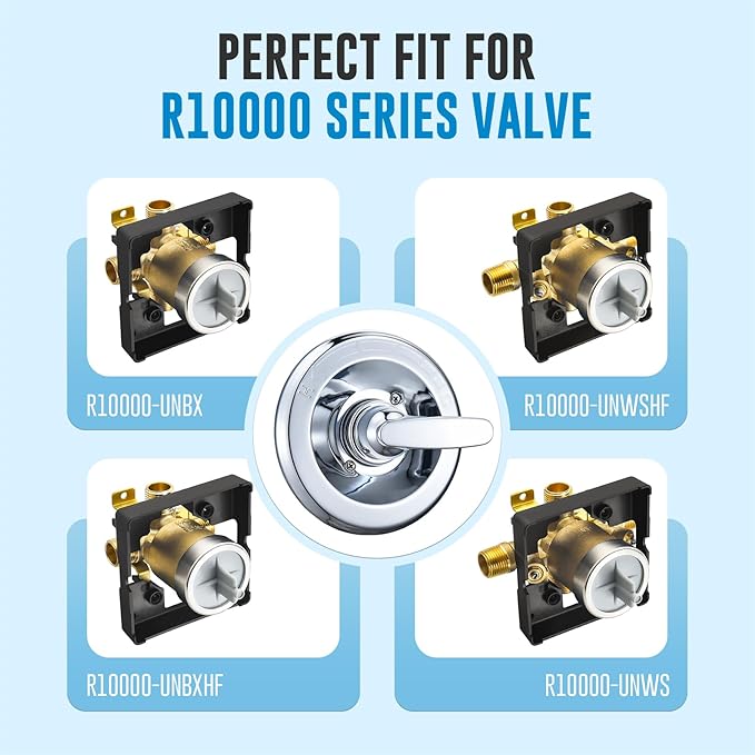 Replacement for Delta Classic 13 Series Single-Function Trim Kit, T13010 Shower Handle, Fit Delta Shower Valve R10000 Series, Chrome (Cartridge Included)