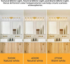 8 Light Gold Bathroom Light Fixtures, Modern Large Vanity Lights with Clear Glass Shade, Brushed Brass Bathroom Lighting Fixtures Over Mirror, Wall Scones Light for Bedroom, Living Room