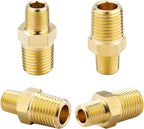 KOOTANS 1/4 NPT x 1/8 NPT Male Solid Brass Nipples, Heavy Brass Pipe Adapter Fittings Hex Reducing Nipples Connectors 4Pieces