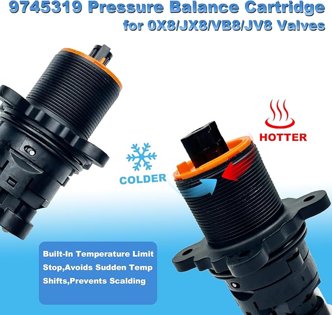 9745319 Pressure Balance Cartridge Universal Fit for Valves Faucets Shower Cartridge Replacement for 0X8/JX8/VB8/JV8 Valves,Standard Stem
