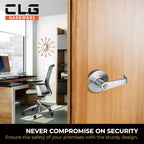 CLG HARDWARE Commercial Lever Door Lock - Heavy-Duty Locking Door Handle, Designer Door Handles, Cylindrical Lever Lock, Non-Handed Grade 2 Industrial Door Handle, 26D Satin Chrome, Passage/Closet
