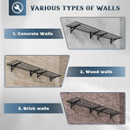 2 Pack Heavy Duty Garage Wall Shelving Set (1.5x4ft), Wall Mounted Garage Shelves 500lbs Capacity, 18"x48" Shelf Storage Rack Floating Shelves, Black