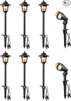 EDISHINE Low Voltage Landscape Lights Kit, 3W 120LM LED Pathway Lights & 3.2W 240LM Spotlights, Seed Glass, 12V Outdoor Landscape Lighting with Connectors, Aluminum Landscape Light for Garden Yard