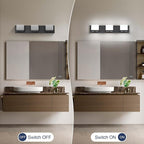 SineRise LED Modern Bathroom Vanity Light Fixtures (3-Light, 24-Inch,6000K), Matte Black Modern Acrylic Bathroom Wall Lighting Fixtures Over Mirror