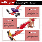 Wostore Tube Bender Kit Includes 1/4-7/8 Sizes Refrigeration Ratcheting Tubing benders Hand Tool Color Aluminium Alloy Replacement Head
