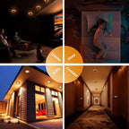 CycevSun 12 Pack 6 Inch LED Recessed Lighting with Night Light - Canless Ultra Thin Wafer Downlight Soffit Pot, Dimmable & 5 Color Temperature Selectable, 12W, ETL & Energy Star