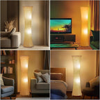 GyroVu 46" Modern Floor Lamps for Living Room, LED Column Standing Floor Lamp with 3 Color Temperature Adjustable & Fabric Lampshade for Corner, Bedroom, Office & Kid's Room - Bulbs Included