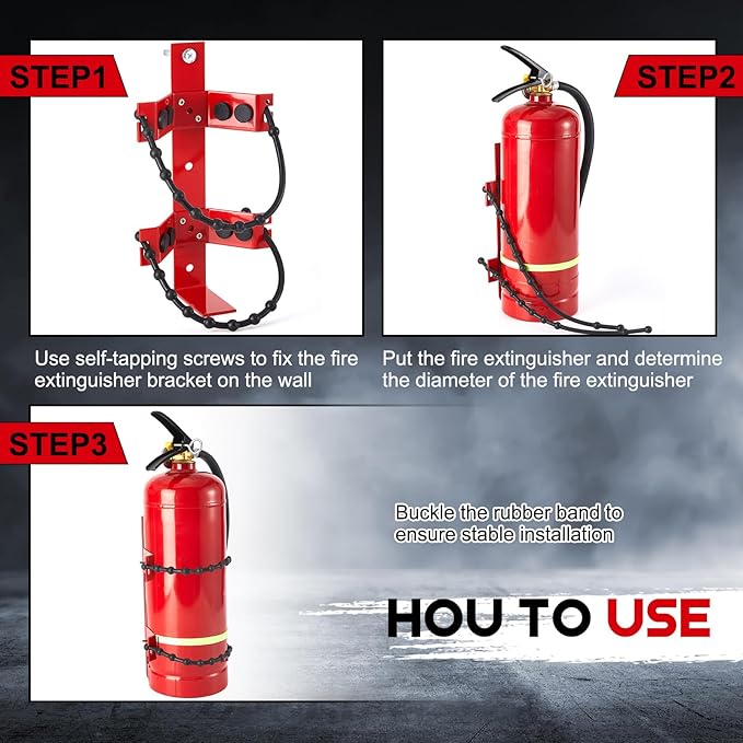 2 Pcs Fire Extinguisher Mount Bracket Adjustable, Supports up to 2.5 and 5lb, Heavy-Duty and Easy Installation, Ideal for Home, Truck, Rv, Boat, Commercial Use, Secure and Durable Holder