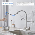 MENATT Purifier Kitchen Faucet, Commercial 3 in 1 Spring Drinking Water Faucet, Pull Down Water Filter Kitchen Sink Faucets (Brushed Nickel)