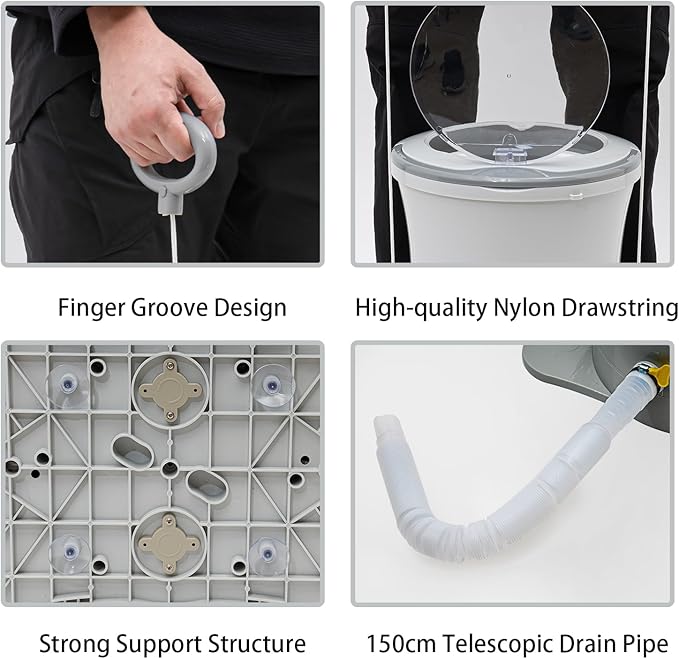 Mini Portable Washing Machine, 2 in 1 Hand Cranked Manual Clothes Non-Electric Washing Machine and Spin Dryer, 9L Capacity Washer/Dryer for Camping, Apartments, RV's, Outdoor (White Large)