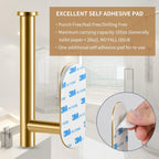 Toilet Paper Holder,Gold,Wall Mount, Upgraded Adhesive Toilet Roll Holder,no Drilling,Bathroom/Rv/Washroom,SUS 304 Stainless Steel,Rustproof (Gold, 1 Piece)