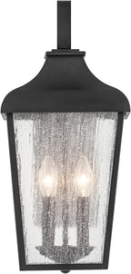 KICHLER Forestdale 18.5" 2-Light Outdoor Wall Light with Clear Water Glass in Textured Black for Exterior Doors, Garage, Porch, Patio Walls (18.5" x 8.5"), 49736BKT