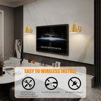 Vintage Cordless Gooseneck Battery Operated Wall Sconces Set of 2, Gold Bedside Battery Powered Wall Decor Lamps with Remote Control, Wireless Indoor LED Lights Fixture for Bedroom Hallway