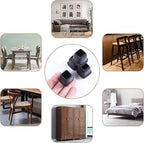 Ezprotekt 24 Pcs Extra Small Square Chair Leg Floor Protectors, Silicone Felt Furniture Pads, Dining Table Leg Caps Covers Protectors for Hardwood Floors No Scratches (S Fit: 0.55" - 0.75", Black)